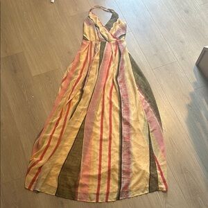 Forever 21 Pink and Yellow Striped Maxi Dress